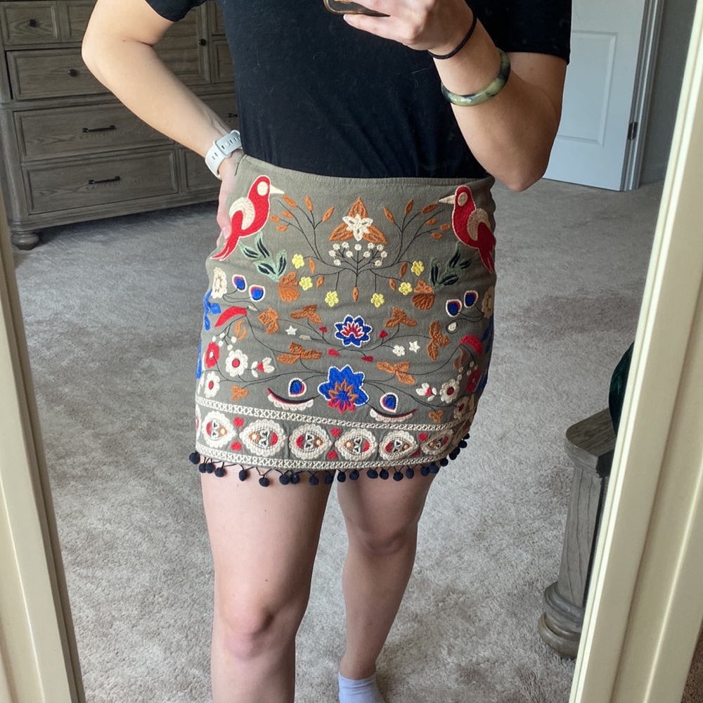 embroidered mini skirt